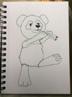 Panda playing a flute